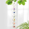 Seven Chakra raw gemstones wall hanging decor with golden rings and natural crystals - Seven Color Crystal Stone (Gold Ring)
