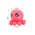 Pink cartoon octopus squeeze toy with yellow star detail and measurement dimensions - Red Octopus
