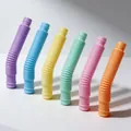 Set of six colorful 19mm pop tubes sensory toys for stress relief and creative building - 19mmx140mm / Macaron Pink