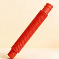 Vibrant red 19mm pop tube toy with flexible plastic bellows for sensory play - 19mmx140mm / Rainbow Red