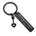 Porte-clés en acier inoxydable noir mat avec breloque flèche de cœur pour amies - Style de parodie flèche coeur noir (JR06)