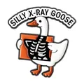 Süße Silly X-Ray Gans Emaille-Anstecknadel in Weiß und Orange für Tierfreunde - Qhxz5439