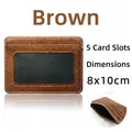 Brown lychee leather card holder with 5 slots and ID window measuring 8x10cm - 8*10cm / 5 Slots Window Style / Brown