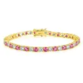 Tennis bracelet in gold finish with alternating pink and white cubic zirconia stones - Pink And White Diamond Gold 4mm / 18inch Necklace (Approx 45cm)