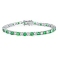 Tennis bracelet with 4mm green and white zircon stones in a silver claw setting - Green And White Diamonds In White Gold 4mm / 18inch Necklace (Approx 45cm)
