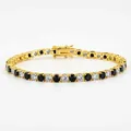 Tennis bracelet with alternating black and white zircons on a gold-plated frame - Black And White Diamond Gold 4mm / 18inch Necklace (Approx 45cm)