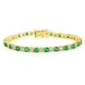 Tennis bracelet with 4mm green and white zircon stones in a gold plated finish - Green White And Gold 4mm / 18inch Necklace (Approx 45cm)