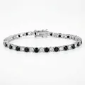 4mm-6mm tennis bracelet with alternating black and white round-cut cubic zirconia stones - Black And White Diamond Platinum 4mm / 18inch Necklace (Approx 45cm)