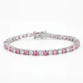 Silver tennis bracelet with alternating pink and white zircons and box clasp closure - Pink And White Diamonds In White Gold 4mm / 18inch Necklace (Approx 45cm)