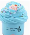 Blue scented cupcake slime toy with sweet cake topper and colorful glitter in cup - Light Green Cake 50ml