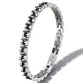 Men's hip-hop titanium steel bracelet featuring a silver watch band link design - Watch Strap Style (51-A-2) / 6mm / Silver Black