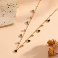 D310 Gold Black Shell Heart Necklace