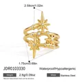 Elegante vergulde roestvrijstalen ring met achtpuntige ster en heldere zirkonia stenen - Goud