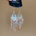 Elegant silver needle crystal tassel earrings with sparkling rhinestones for women - Streaming Flower Tassel (38# Earring Hook-Gold) / Gold