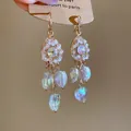 Elegant crystal tassel earrings with iridescent stones and ethnic design for women. - 71# Silver Earring Post - Gold