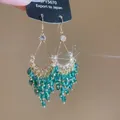 Boucles d'oreilles élégantes à pampilles en cristal vert avec strass et aiguille - Boucles d'Oreilles Glands en Cristal Goutte d'Eau Vert Émeraude (37#) / Or-Vert
