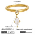 Goud vergulde roestvrijstalen ring met marquise-zirkonia hanger, waterbestendig - Marquise Hanger (JDR0201300-7-1) / Goud