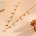 D309 Gold White Shell Butterfly Necklace