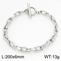 Minimalistisches Edelstahl-Gliederarmband in Silber für Herren mit Knebelverschluss, 13g. - Knebelverschluss Silberne Lippenkette (KB211774-Z)