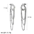 Detailansicht der Größe und des Gewichts dieser silbernen Quastenkette-Ohrringe - Silber (TE60782-S)
