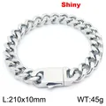 Bracelet gourmette en acier inoxydable argenté poli 210x10mm pour homme style hip-hop - Kb188179-z