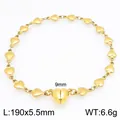 Bracciale a maglie a cuore in acciaio inossidabile dorato con chiusura magnetica 6,6g - Bracciale a Maglia a Cuore Fibbia Magnetica Cuore - Oro (KB212124-Z)