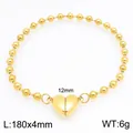 Elegante bracciale di perle in acciaio inossidabile dorato con chiusura magnetica a cuore - Bracciale a Catena a Sfere Fibbia Magnetica Cuore - Oro (KB212126-Z)