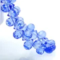 Faceted K9 royal blue waterdrop crystal beads with sparkling surface for DIY jewelry - Light Blue / 8mm (Approx 87 beads/strand)