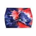 Elastic wide yoga headband featuring a vibrant red and blue tie-dye knot design - 50-Red Blue Tie-dye