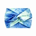 Elastic yoga headband with blue and green tie-dye pattern and central twist design - 52-Blue Green Tie-dye