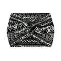 Elastic wide yoga headband with bohemian black and white geometric totem pattern - 55-Bohemian Geometric