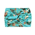 Elastic yoga headband with cross knot in turquoise floral print for women sports - 62-Green Floral Print