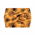 Elastic twist headband featuring bright sunflower prints and white polka dots on yellow - 63-Sunflower Print