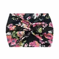 Comfortable stretch wide floral yoga headband for women with stylish twist knot in black - 65-Black Floral