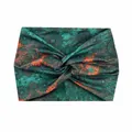 Bohemian mandala print wide knotted headband in teal and orange elastic fabric - 60-Dark Green Bohemian