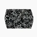 Elastic wide headband with black and white rose floral print and twisted knot detail - 76-Black White Rose