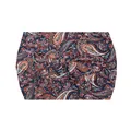 Navy paisley print wide yoga headband with bohemian style knot design for women - 77-Blue Purple Paisley