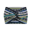 Bohemian patterned wide elastic yoga headband with ethnic print and twisted knot design - 80-Colorful Stripe
