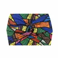Elastic wide yoga headband with colorful bohemian geometric pattern and front knot - 67-Colorful Abstract Geometric