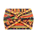Elastic wide yoga headband featuring a colorful geometric print and center twist knot - 68-Red Yellow Black Boho