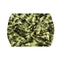 Elastic yoga headband with green tie-dye camouflage pattern and twisted knot design - 72-Army Green Tie-dye