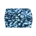 Blue tie-dye wide yoga headband with elastic twisted knot for fitness and sports - 73-Blue Black Tie-dye