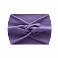 Elastic purple yoga headband for women featuring a stylish twisted knot wide-band design - Purple