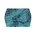 Elastic wide yoga headband with deep blue and teal floral pattern and twist knot - 84-Blue Teal Floral