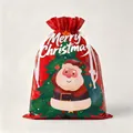 Red Christmas drawstring gift bag with Santa Claus and Merry Christmas print - 29*43cm Christmas Red Basic Model