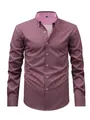 Chemise ajustée à manches longues pour hommes avec motif à carreaux rouge bleu blanc - S / Carreaux Rouge Bleu Blanc (BCS247)