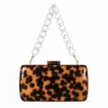 Vintage acryl avondtasje met schildpadpatroon en transparante schouderband met schakels - Amber