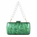 Groene avondtas met marmerpatroon van acryl en dikke transparante schakelketting handvat - Groen