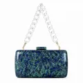 Retro marmeren acryl clutch met transparante schakelketting en gouden sluiting - Koningsblauw