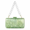 Pale green marble acrylic clutch bag with a transparent chunky chain and gold hardware - Light Green